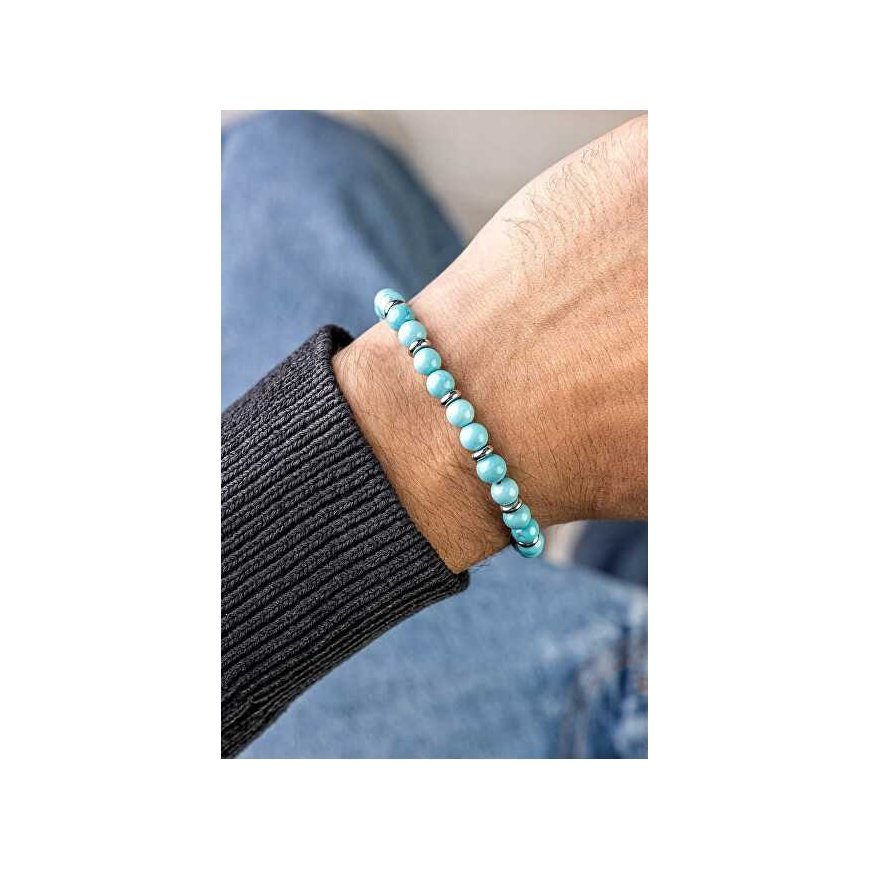 Marc Malone Men's bracelet with beads and turquoise MCGB5008