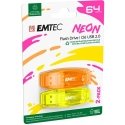Emtec USB2.0 C410 64GB Neon 2 vnt. Emtec USB2.0 C410 64GB Neon 2 vnt.