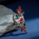 Beautiful brooch with colored crystals "Twig Silver"