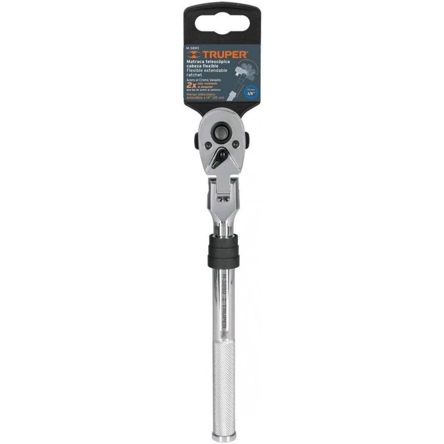 3/8" Socket with telescopic handle and swivel head 250-350mm Truper® – 2