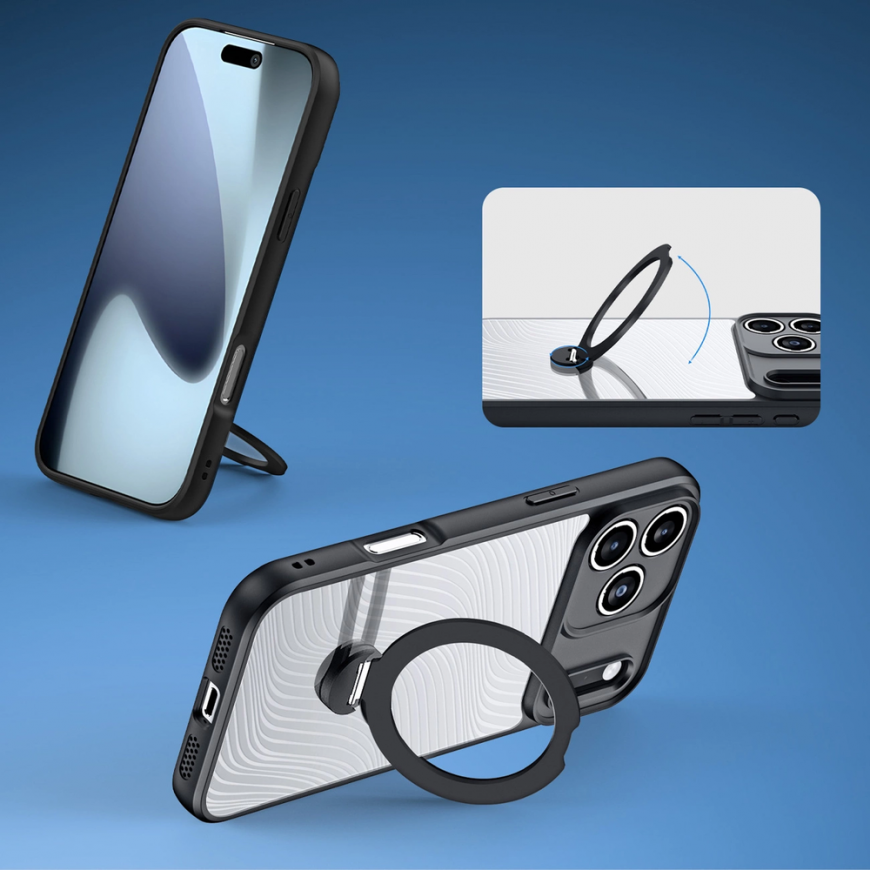 Dux Ducis Aimo Mag korpus magnetilise rõnga ja jalaga iPhone 17 Pro jaoks - Must – 4