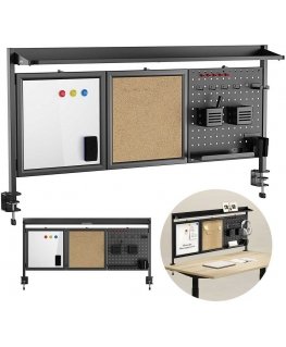 Ergo Office stalo pertvara/organizatorius, maks. apkrova 10 kg, balta ir kamštinė lenta, plotis 1250 mm, juoda, ER-300 B