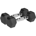Rubber coated cast iron dumbbells HEX 2x2.5kg REBEL ACTIVE