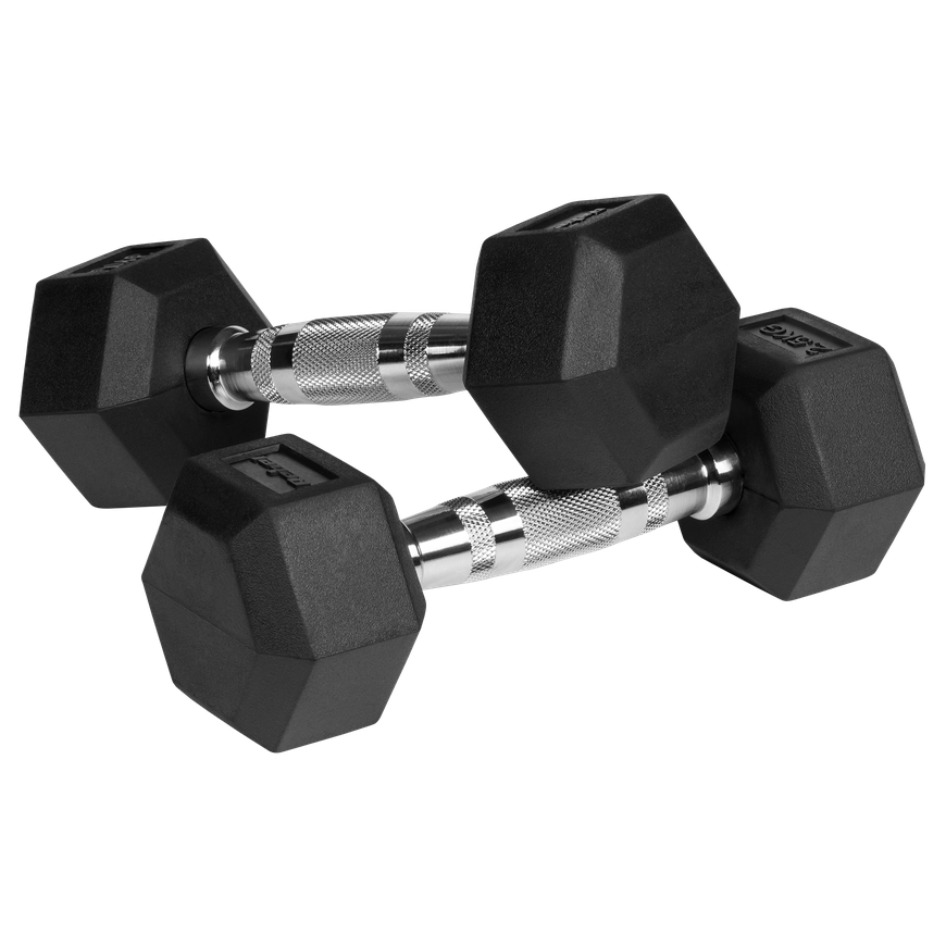 Rubber coated cast iron dumbbells HEX 2x2.5kg REBEL ACTIVE – 2