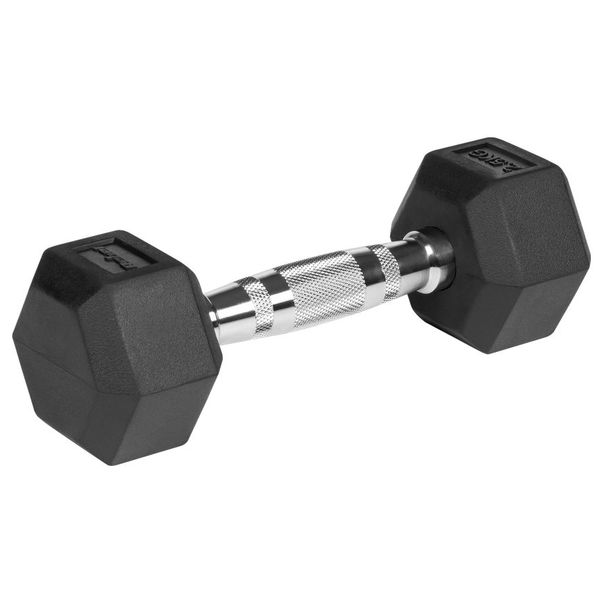 Rubber coated cast iron dumbbells HEX 2x2.5kg REBEL ACTIVE – 3