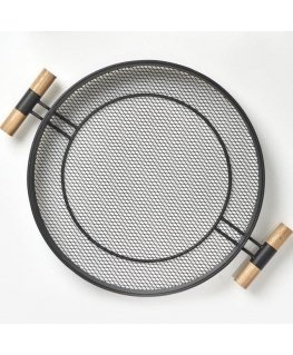 Metal tray with handles, mesh structure, Ø 48 cm, black, ZELLER