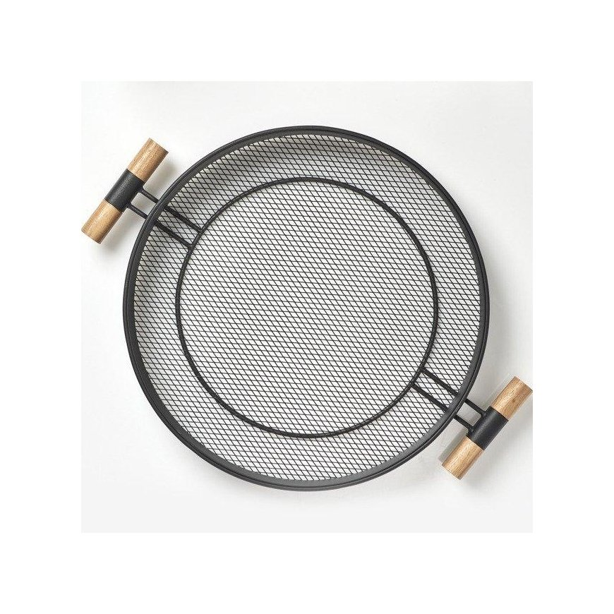 Metal tray with handles, mesh structure, Ø 48 cm, black, ZELLER