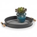 Metal tray with handles, mesh structure, Ø 48 cm, black, ZELLER Metal tray with handles, mesh structure, Ø 48 cm, black, ZELLER