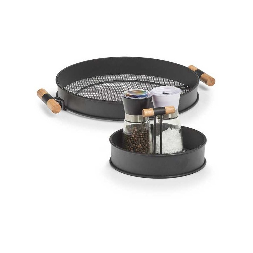 Metal tray with handles, mesh structure, Ø 48 cm, black, ZELLER – 4