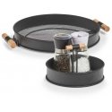 Metal tray with handles, mesh structure, Ø 48 cm, black, ZELLER Metal tray with handles, mesh structure, Ø 48 cm, black, ZELLER