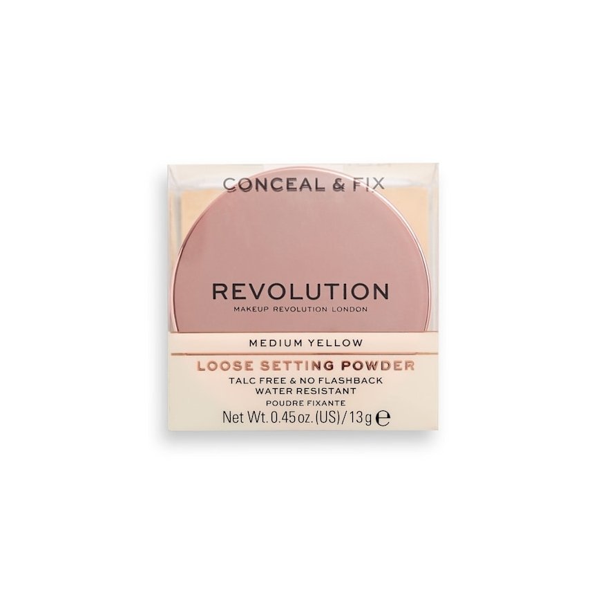 Makeup Revolution, Conceal & Fix, Vegāns, Brīvi plūstošs fiksējošs pūderis, M