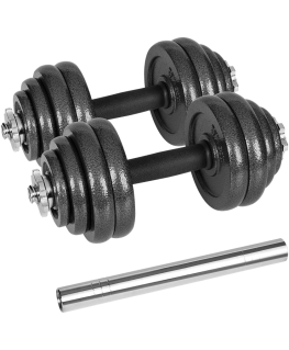 Adjustable weight cast iron dumbbells in a case with a barbell, set 30 kg REBEL ACTIVE