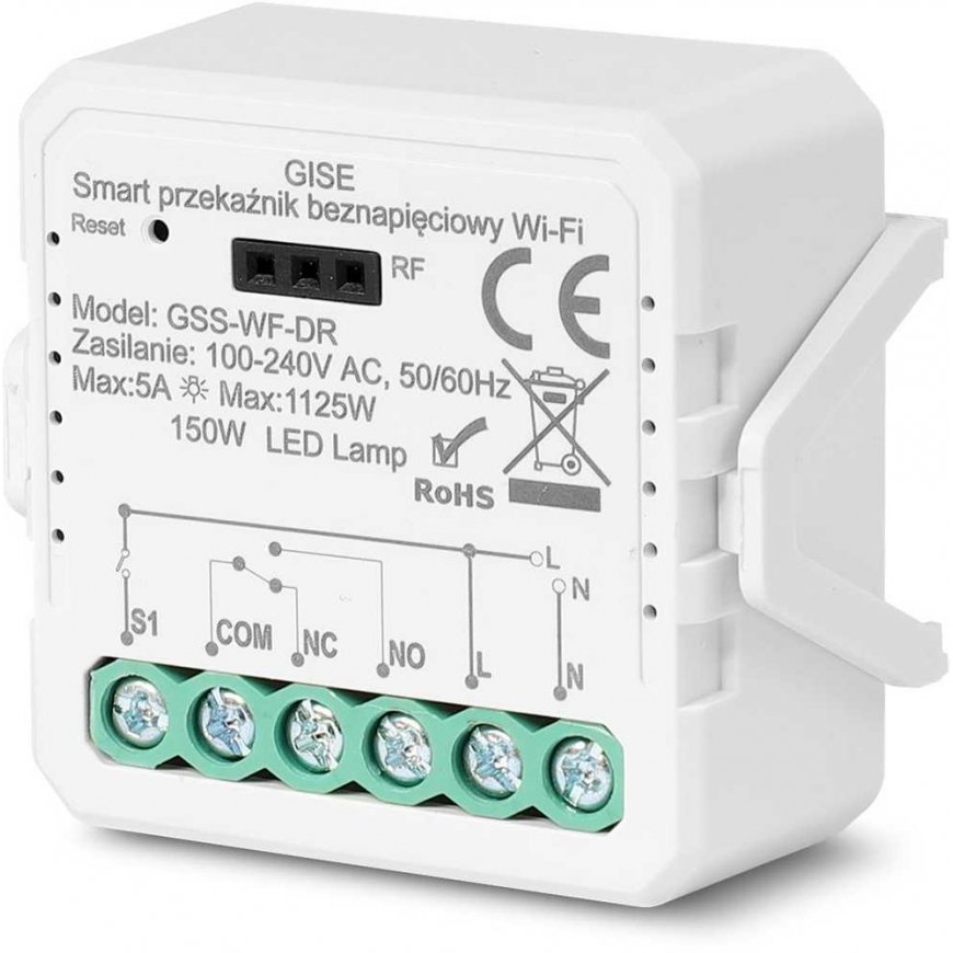 GISE viedais vienas potenciāla neturošs „WiFi“ releja modulis | Tuya | GSS-WF-DR – 3