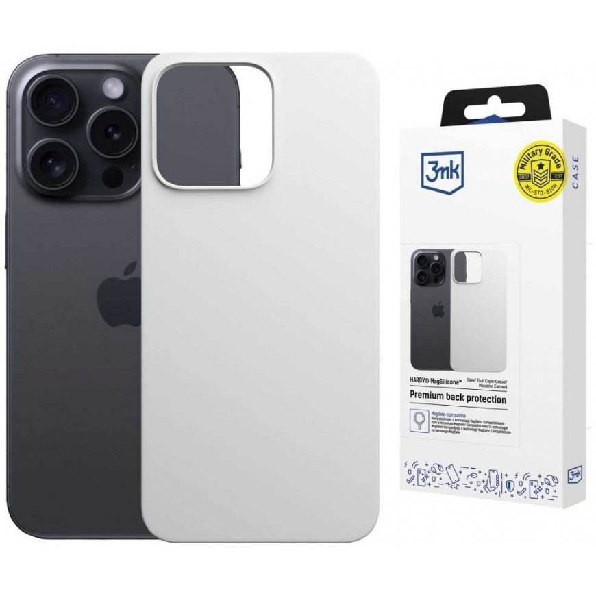 3MK Hardy MagSilicone -kotelo Apple iPhone 13 Pro Max -puhelimelle, hopeanvärinen