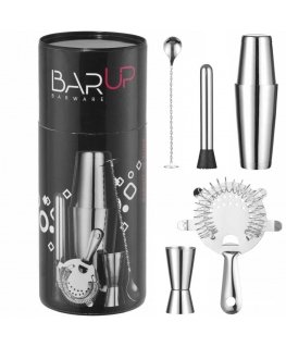 Bar Up Barmeno set in a tube, shaker, strainer, spoon - silver