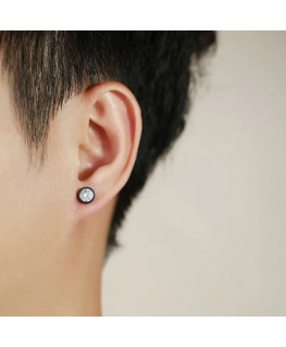 Awesome black steel earrings with crystal