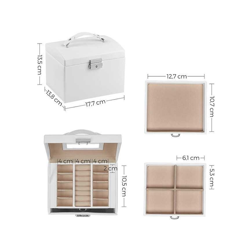 Trolley White jewelry box with mirror – 5