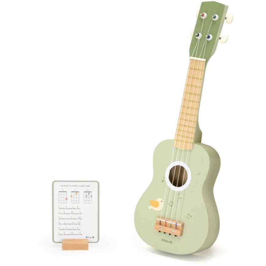 Viga Toys Viga puidust ukulele kitarr lastele roheline nootidega