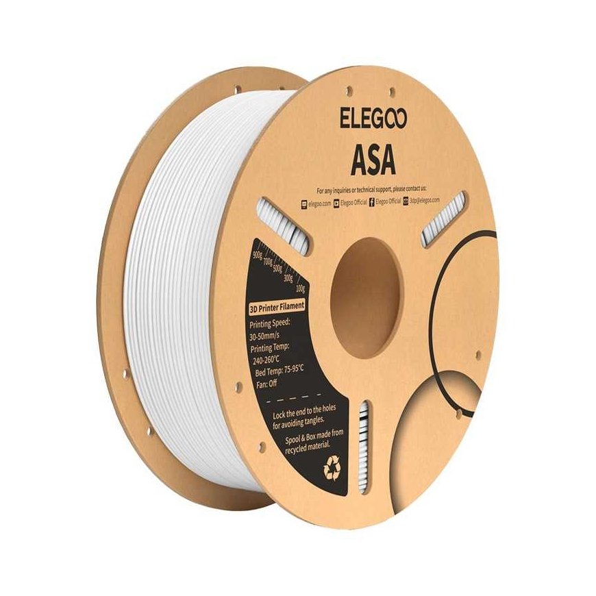 ASA ELEGOO filament (valge)