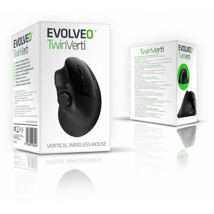 Evolveo Vertical Mouse TwinVerti, Ergonomic Mouse, 2.4GHz, Bluetooth, black – 4