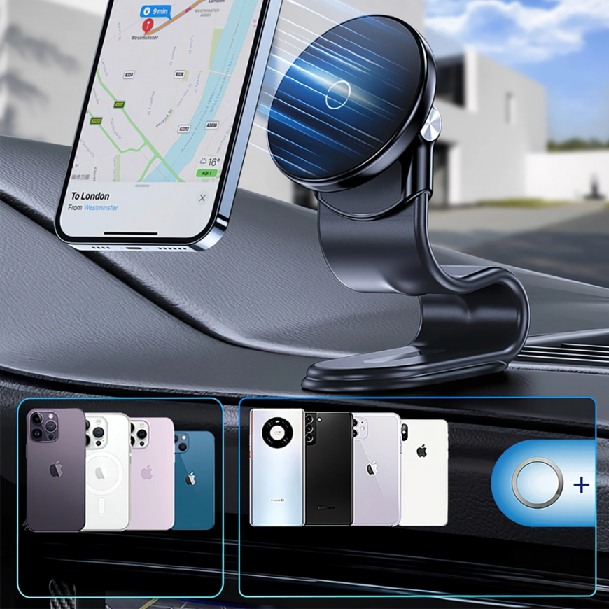 Wozinsky WCZ2Y2S magnētiskais auto turētājs ar 15W MagSafe induktīvo lādētāju auto kabīnē - Melns – 4