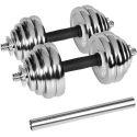Chromed, adjustable weight cast iron dumbbells in a carrying case with a barbell, set 30 kg REBEL ACTIVE Chromed, adjustable weight cast iron dumbbells in a carrying case with a barbell, set 30 kg REBEL ACTIVE