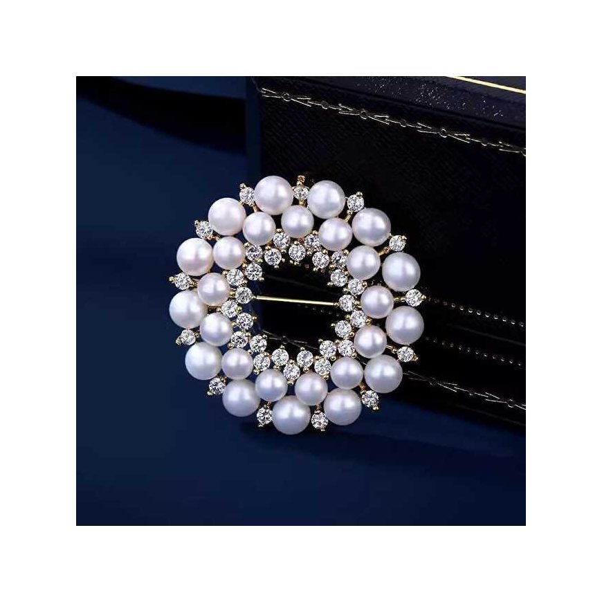 Troli Charming pearl brooch with crystals Silver – 3