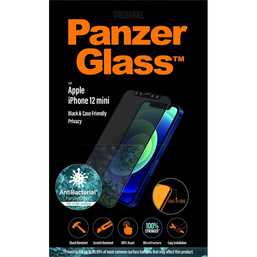 PanzerGlass ® Privacy Screen Protector iPhone 12 Mini | Edge-to-Edge Caurspīdīgs ekrāna aizsargs App – 3