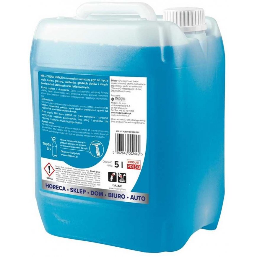 Madonis „Mill Clean“ akende, klaasi, peeglite, plaatide puhastusvedelik, 5 l