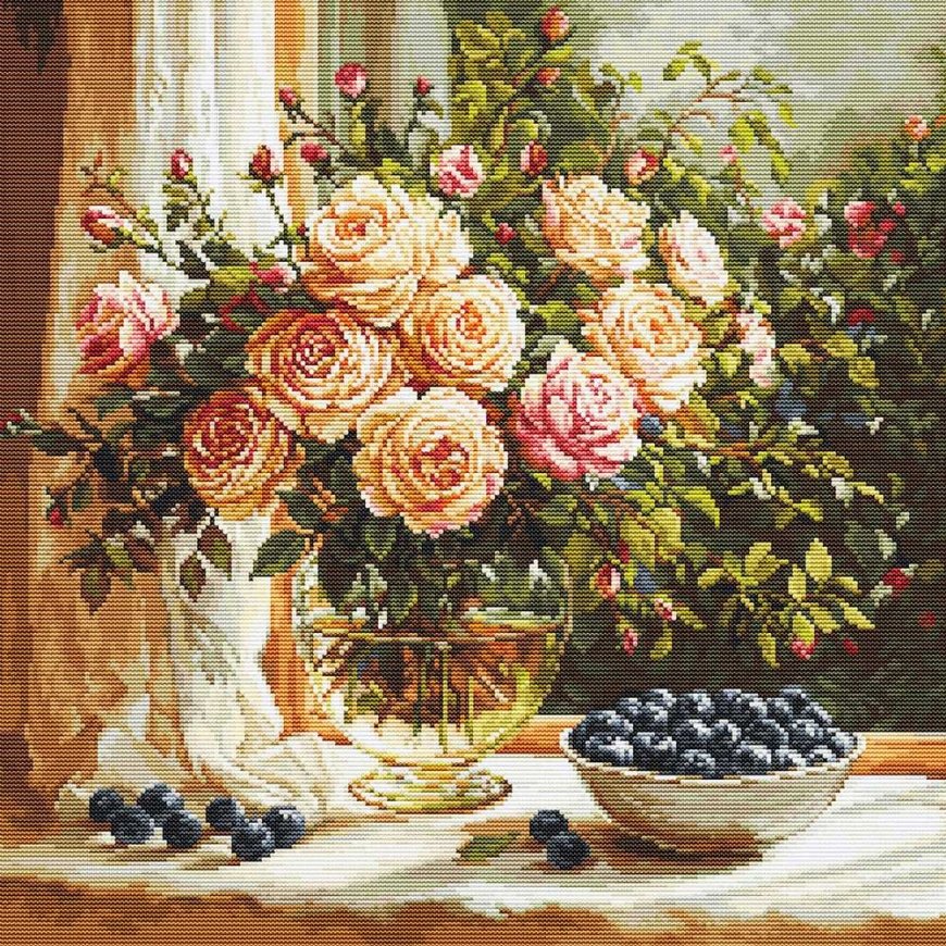 Luca S Kryželiu embroidery kit "Vase with Roses and Blueberries" 35 x 35 cm SB719 – 2