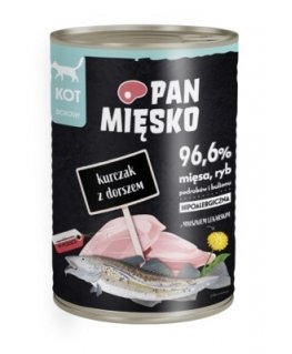 PAN MIĘSKO Vištiena su menkė - drėgnas kačių maistas - 400g