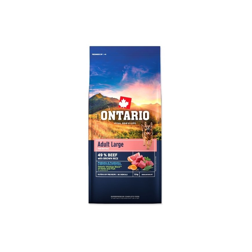 Ontario Aikuiset Suuret naudanliha & Ruskea riisi 12kg