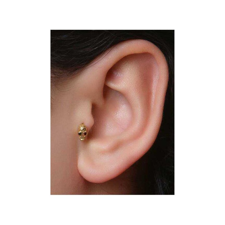 Skull Earrings with Black Crystals – 2