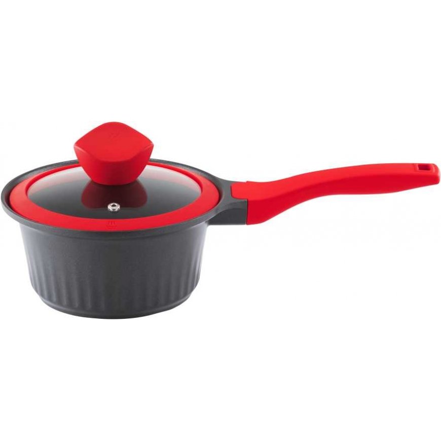 Pot with a lid, coated with 'Qualum Basic Rose' coating, 16 cm, AMBITION