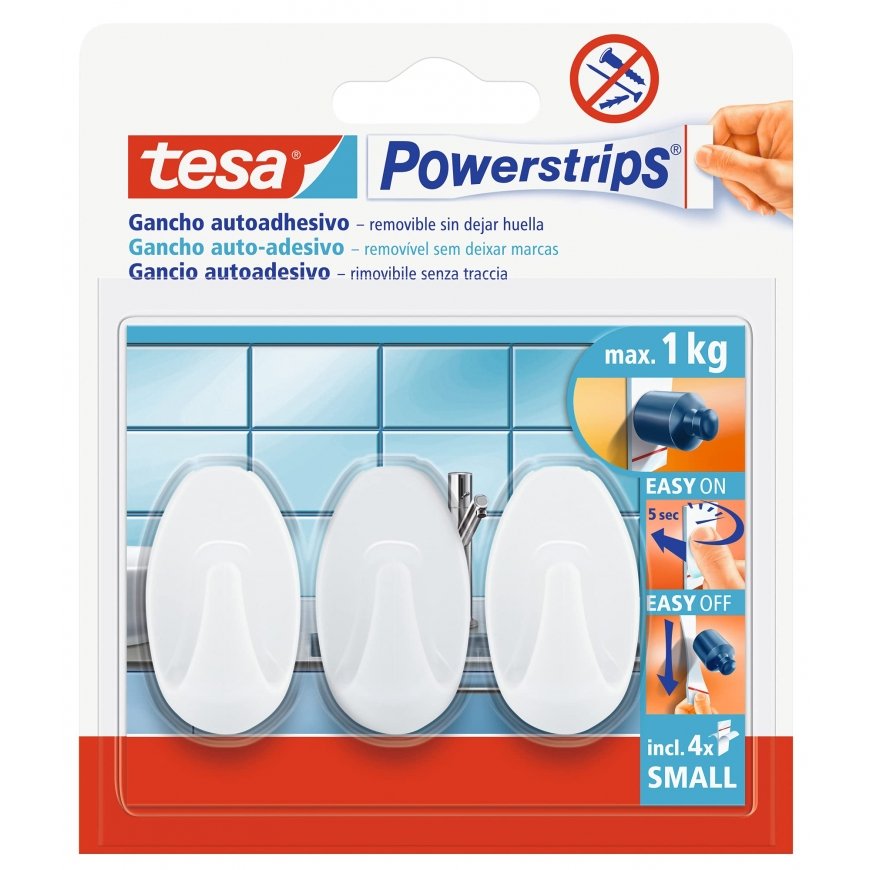 Tesa Powerstrips Hooks 57533 oval white