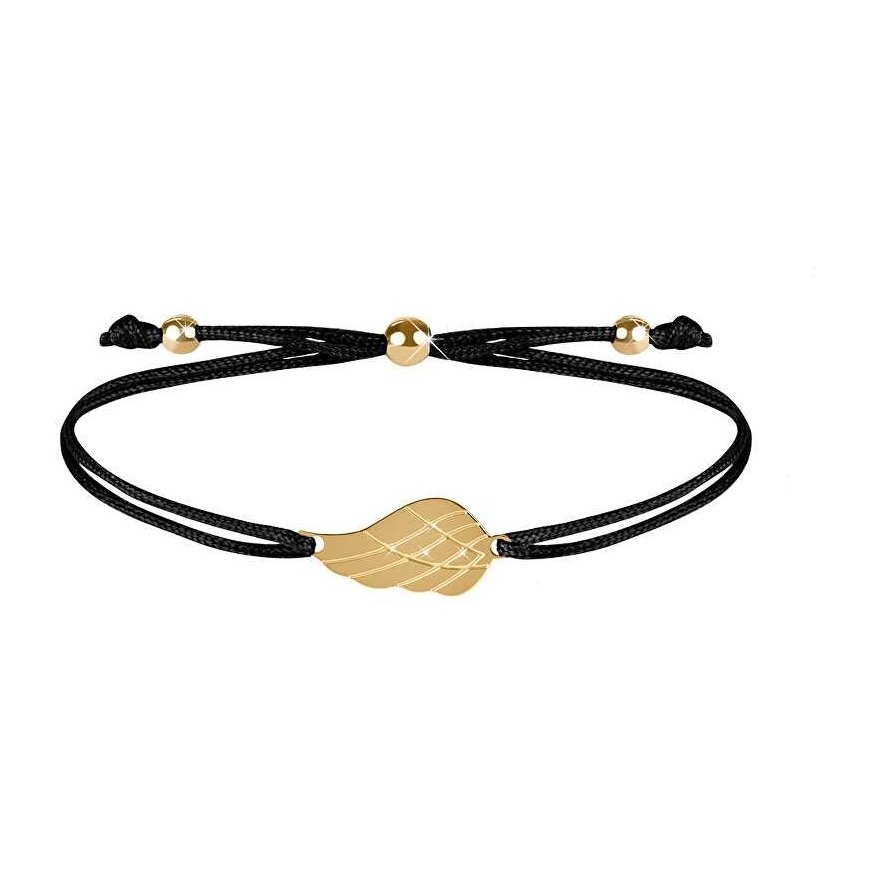 Trolley Wire Bracelet with Angel Wing Black/Gold