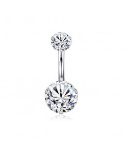 Hollow Steel Belly Button Piercing with Crystals
