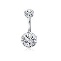 Hollow Steel Belly Button Piercing with Crystals Hollow Steel Belly Button Piercing with Crystals