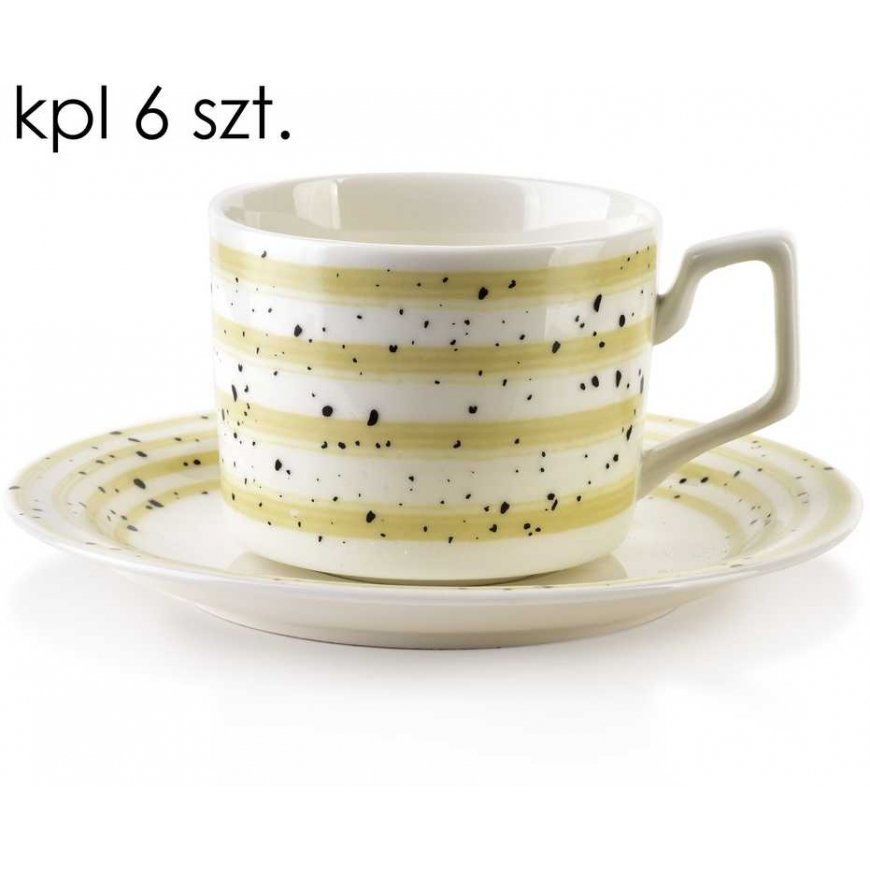 Affek Design JOY 6 krūžu komplekts ar šķīvīšiem smilšu krāsā