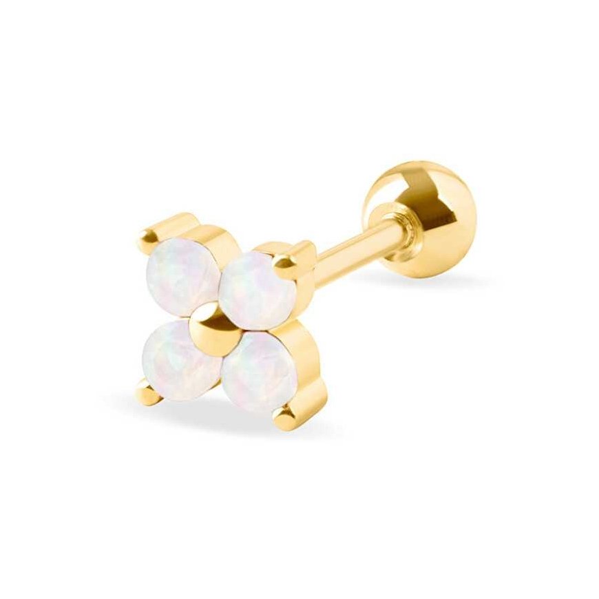 Subtle gold-plated earrings with white crystals