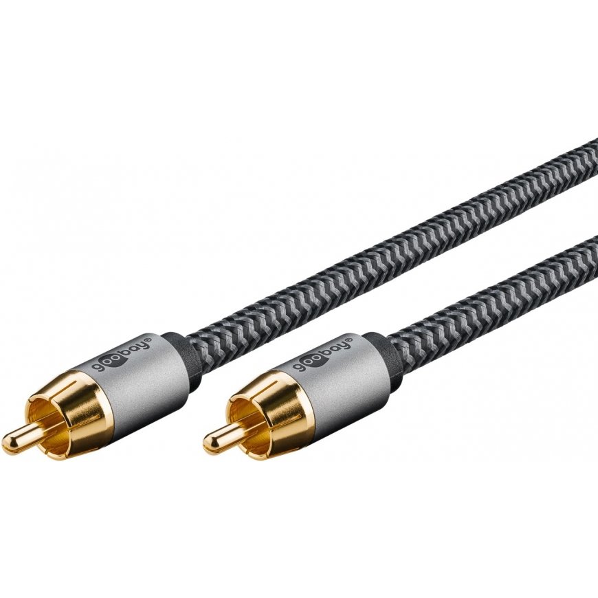 Goobay 65296 audio kabelis 5 m RCA Sudrabs, Melns