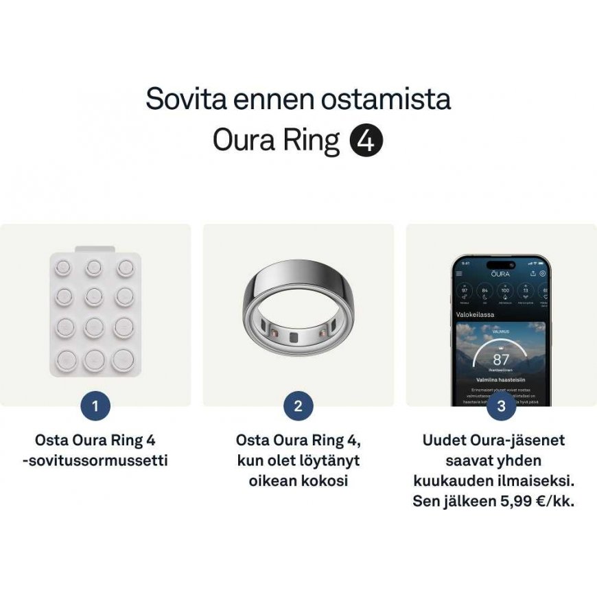 Oura Ring 4 smart ring, Silver, size 8 – 4