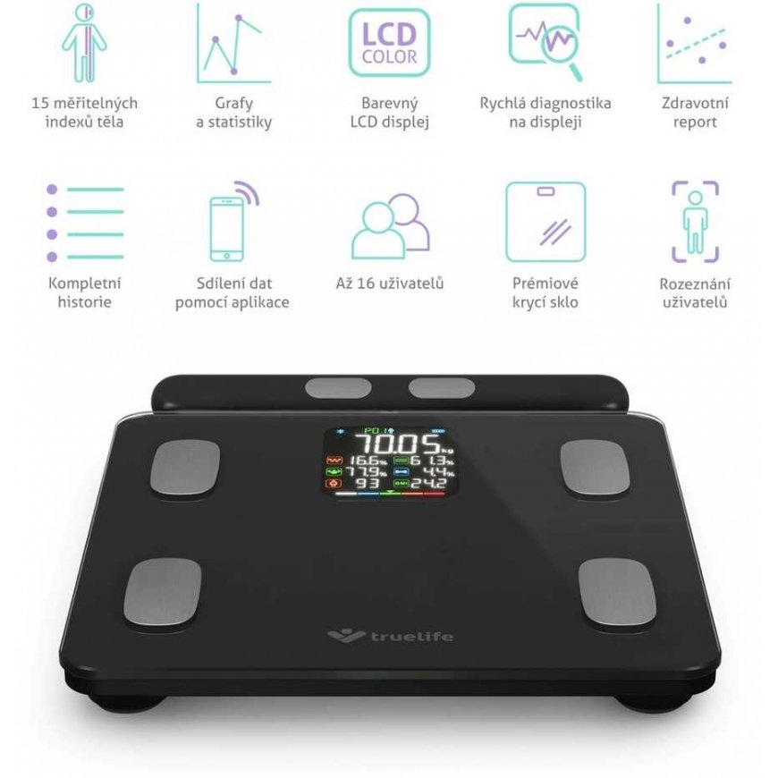 "TrueLife FitScale W8 BT Black" - personal diagnostic "Bluetooth" scales – 2