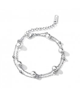 Troli Double Steel Bracelet with Pearls
