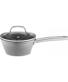 Pot with lid with Qualum Basic Bubble coating 16 cm AMBITION