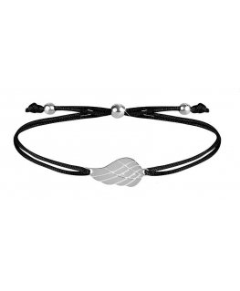 Trolley Wire Bracelet with Angel Wing Black/Steel
