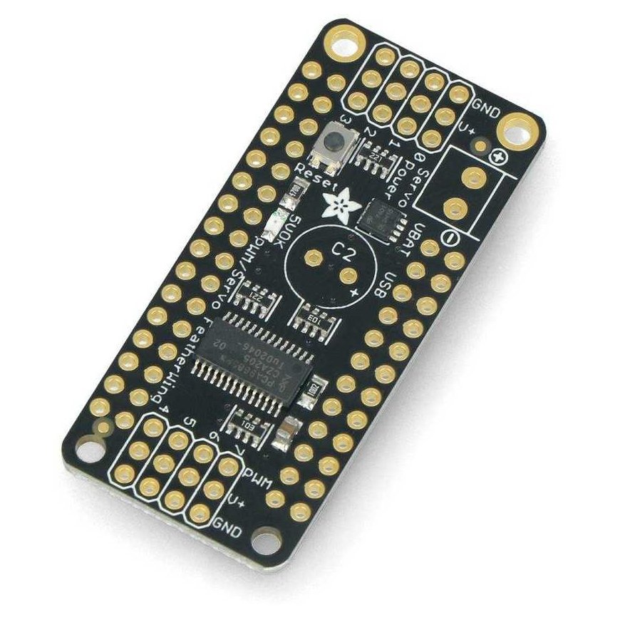PWM motor and servo controller, I2C 8 channel, PCA9685, add-on for Feather, Adafruit 2928