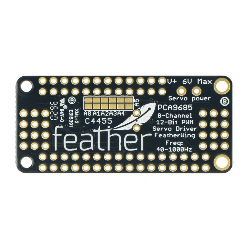 PWM motor and servo controller, I2C 8 channel, PCA9685, add-on for Feather, Adafruit 2928 – 3