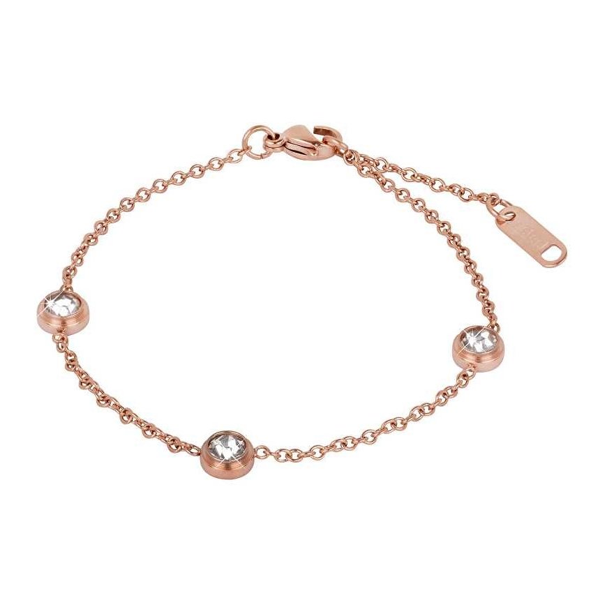 Trolley Pink gold-plated steel bracelet with sparkling ornaments