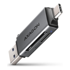 Axagon CRE-DAC USB-C+ USB-A 5 Gbps MINI card reader 2-slot & lun SD/microSD кардридер USB 3.0 Type-A/Type-C Серый